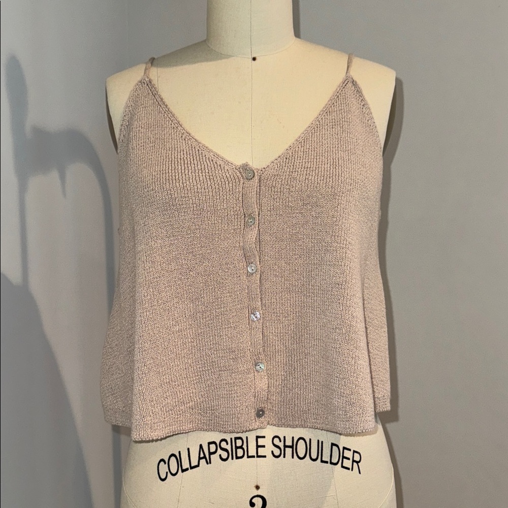 Intermix Linen Cotton Beige Nude Tank Top
